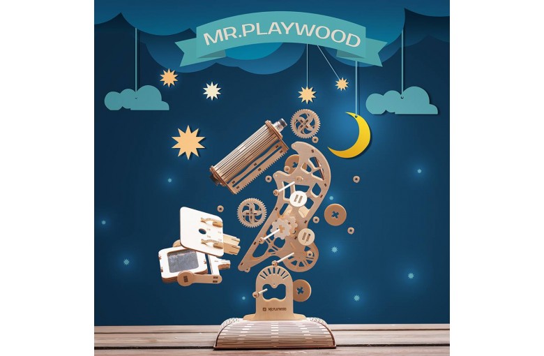 Деревянный 3D конструктор “Микроскоп” Mr. Playwood