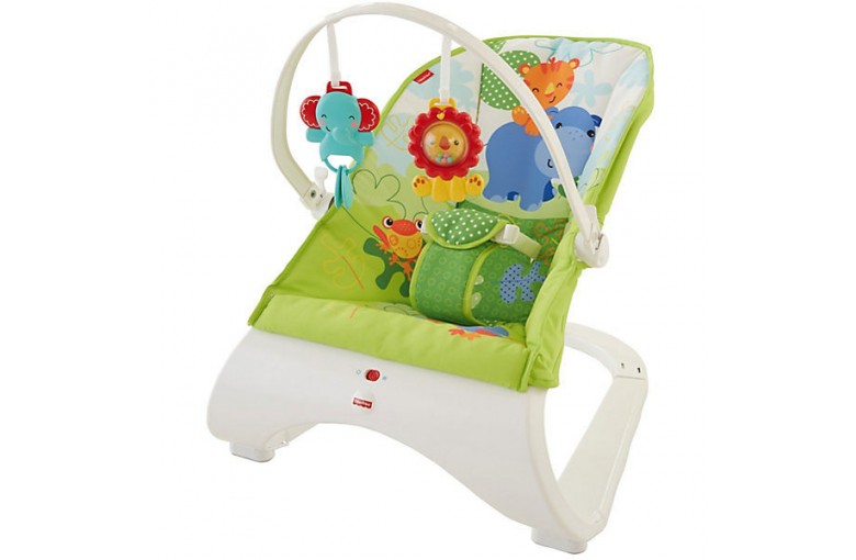 Детский шезлонг, кресло качалка Комфорт Fisher-Price Comfort Curve Bouncer (зеленый)