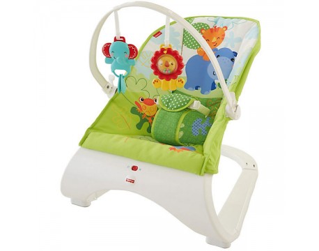 Дитячий шезлонг, крісло гойдалки Комфорт Fisher-Price Comfort Curve Bouncer (зелений)
